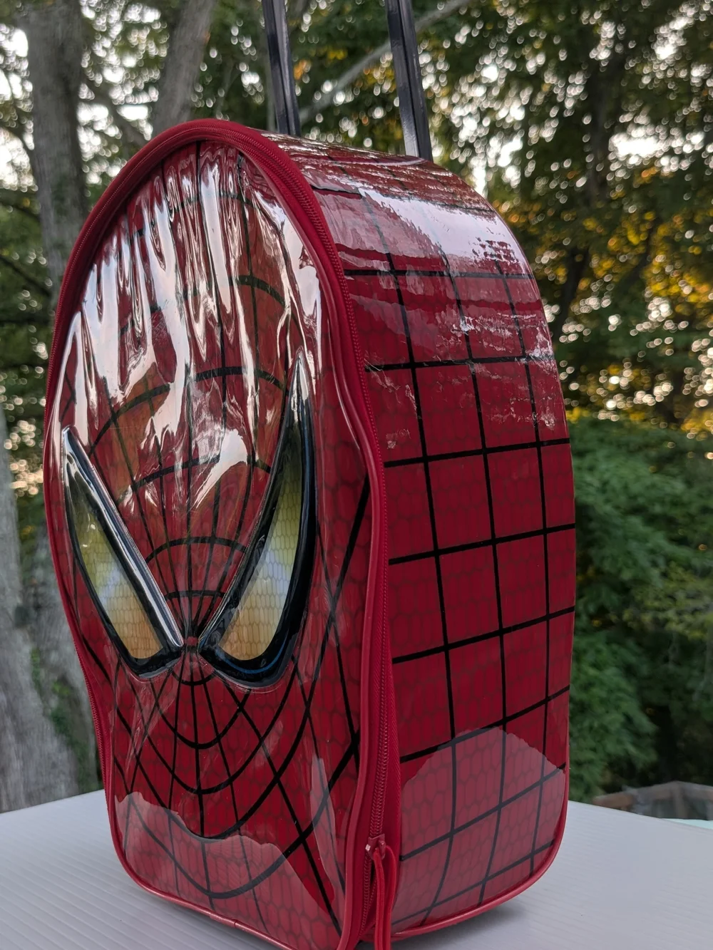 Disney Red Spider-Man Kids Roling Bag with Yellow Eye Accents